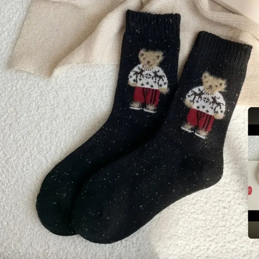Polo RL 3 Pairs Cozy Bear Patterned  Socks - 2 Grey and 1 Black - Picture 5 of 9